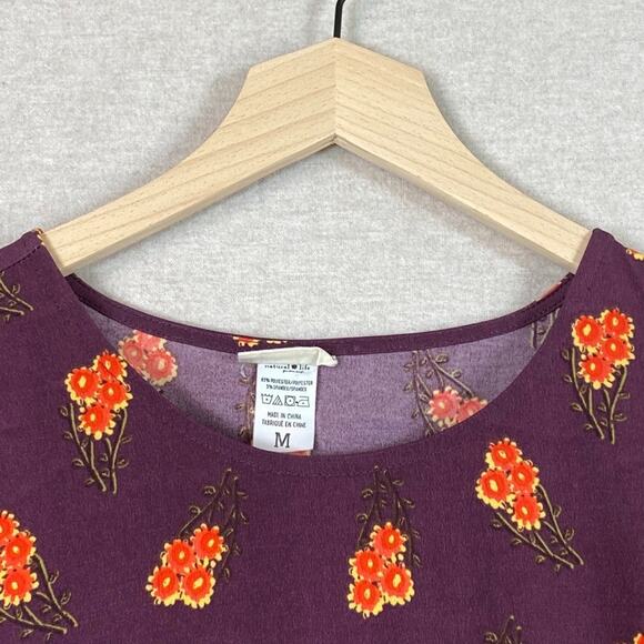 Natural Life Womens Boho Floral Mini T Shirt Dress Size M Tunic Top Short Sleeve - Picture 2 of 8